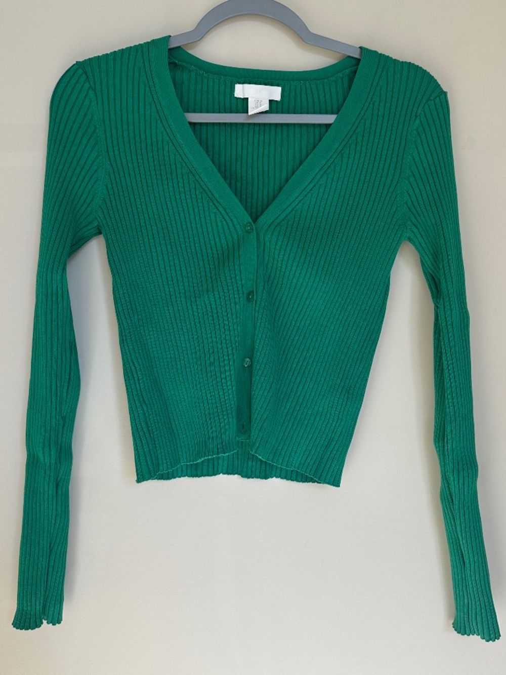 H&M Rib-Knit Cardigan in Green